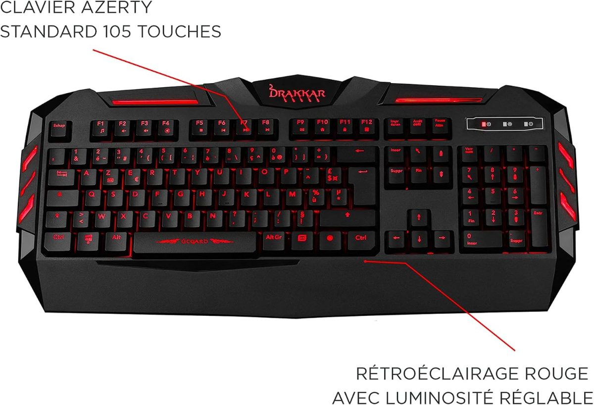 Combo occasion clavier gaming KONIX Drakkar Utgard  + Souris gaming Drakkar Shaman