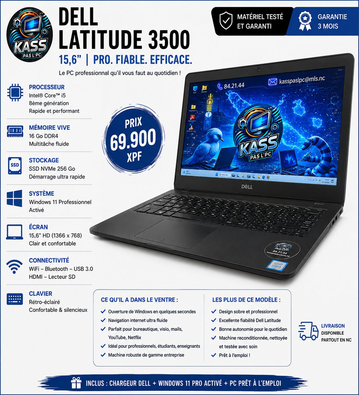 PC Portable Dell Latitude 3500 Reconditionné – 15,6" - KPPC-004